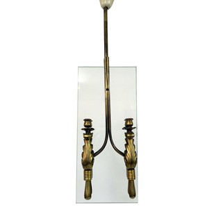 1950s Italian brass and glass chandelier